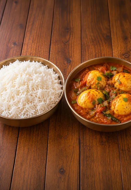 Egg Pulusu + Rice