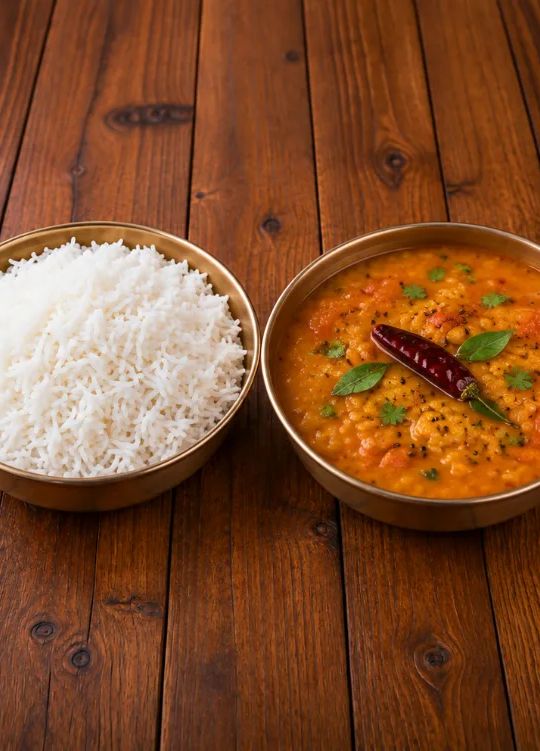 Tomato Pappu + Rice